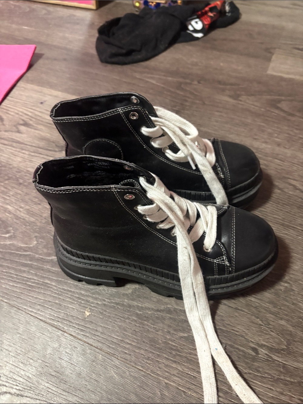 MIA Black Combat Boots with White Laces